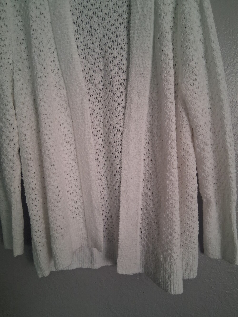 J Jill Open Knit Sweater Cardigan White Light Weight Cotton Blend XL - Picture 3 of 6